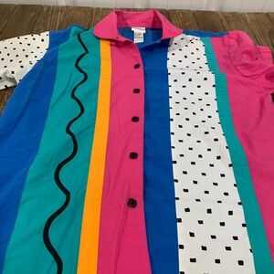 Koret Pink and Blue Vintage Colorblock Shirt